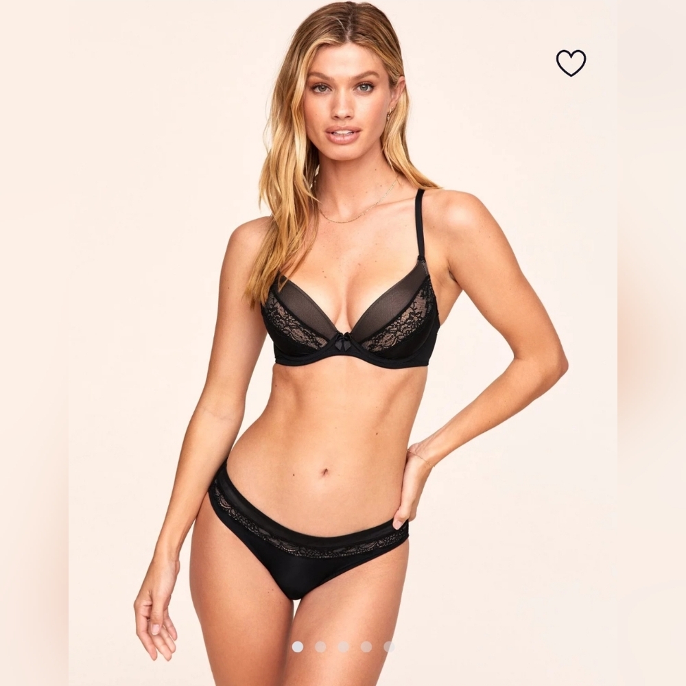 Adore Me Mirianne Black Lace Bra and Panty Set - Size 34A & S